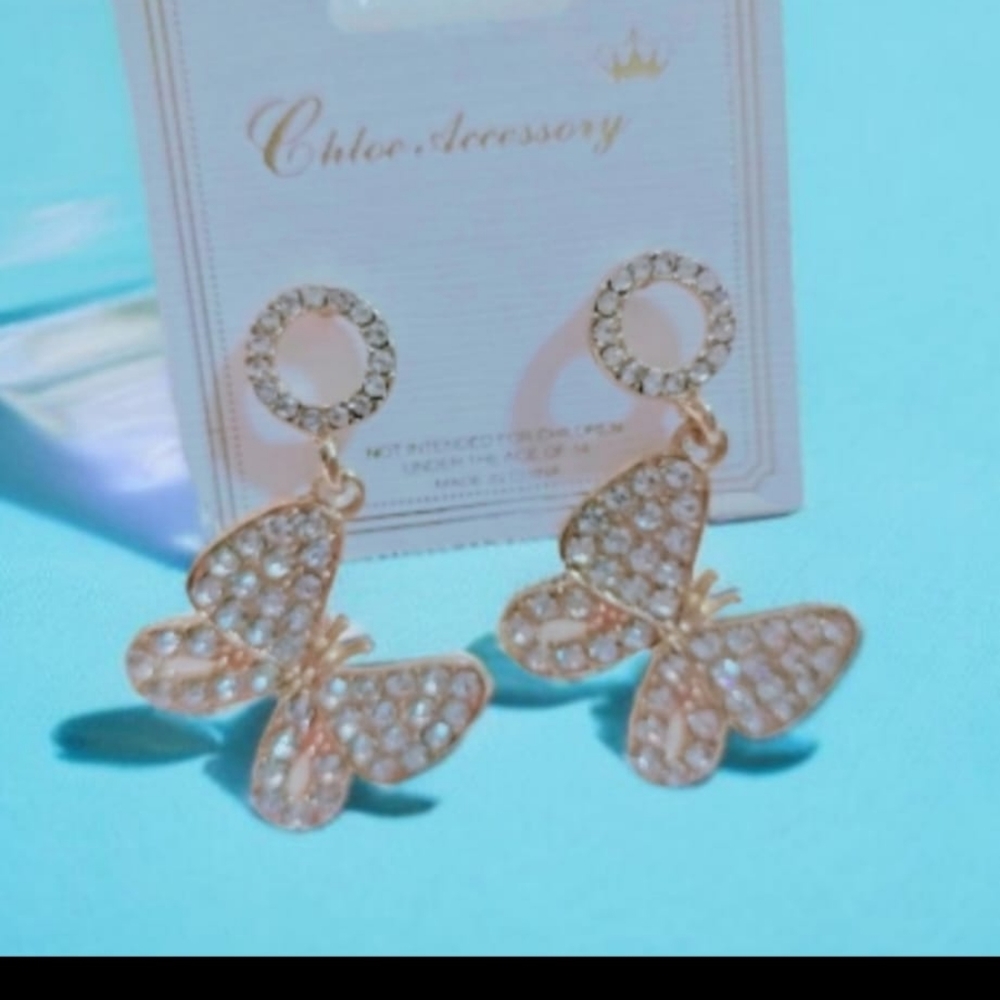 Butterfly earrings, alloy dangle earrings, geometric earrings. Elegant earrings - Picture 7 of 8